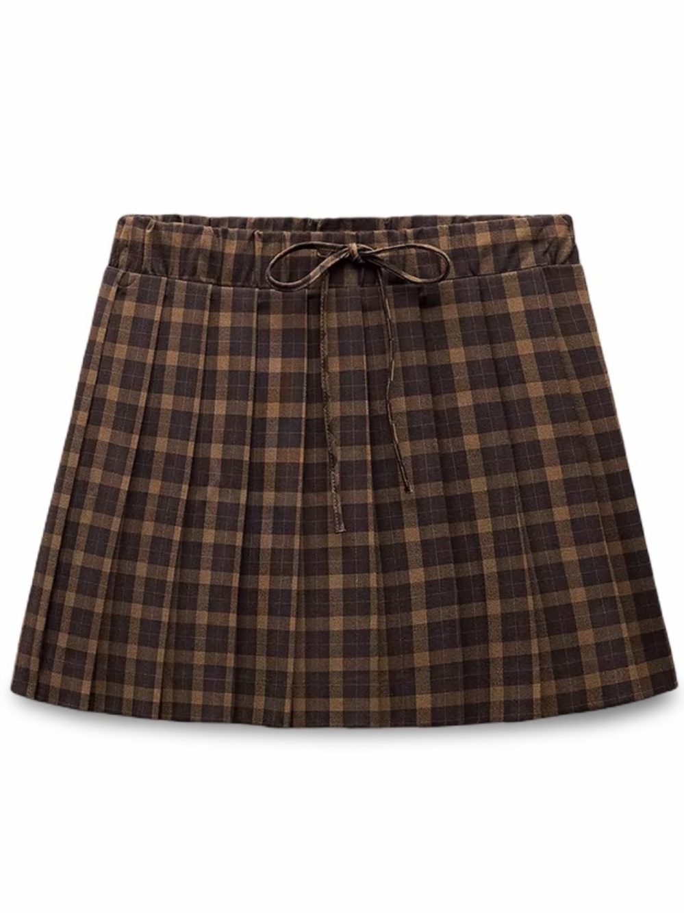 🟫🤎🟤 Zara Brown Plaid Pleated Mini Skirt